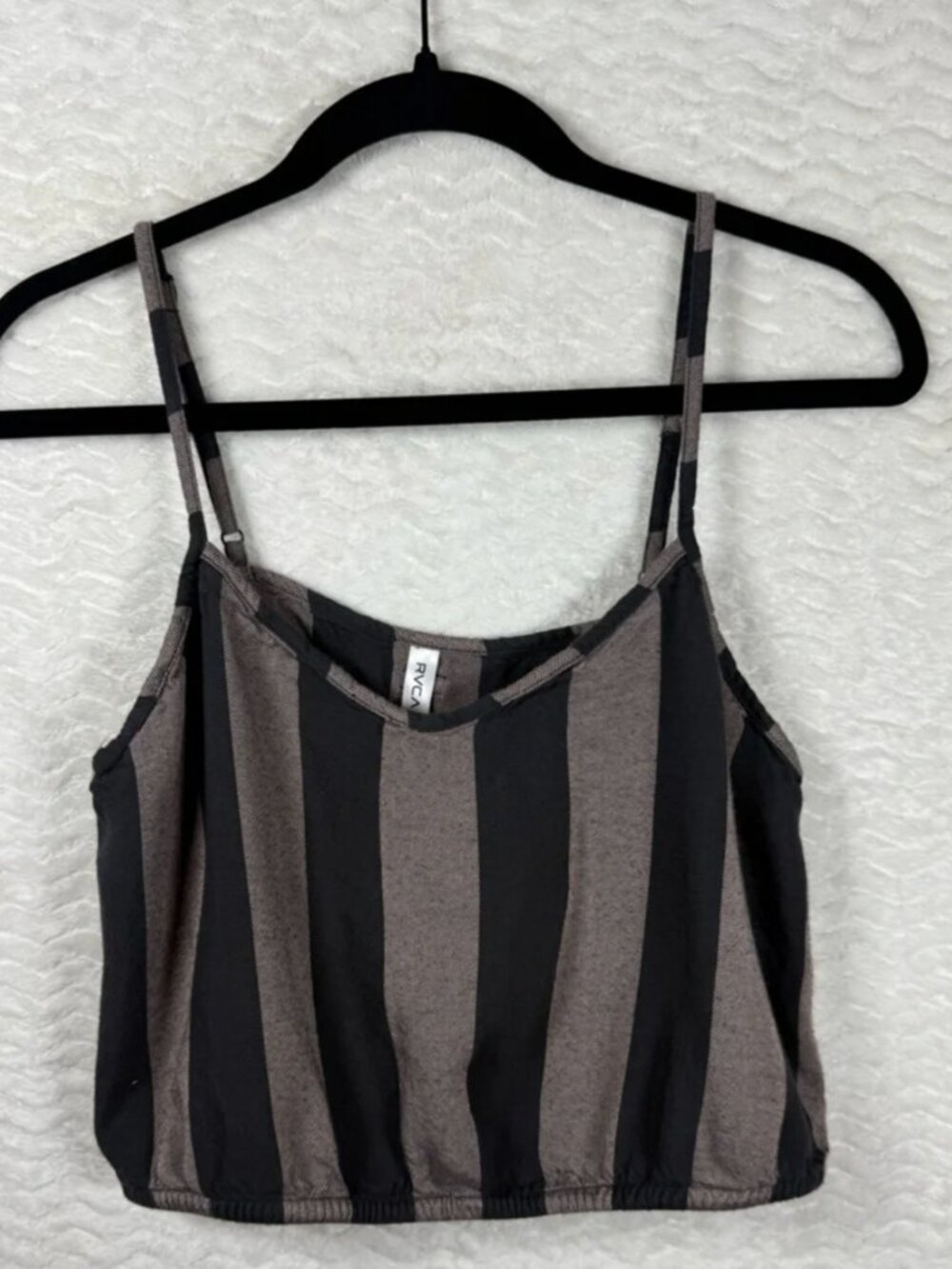 RVCA Black and Brown Striped Crop Top